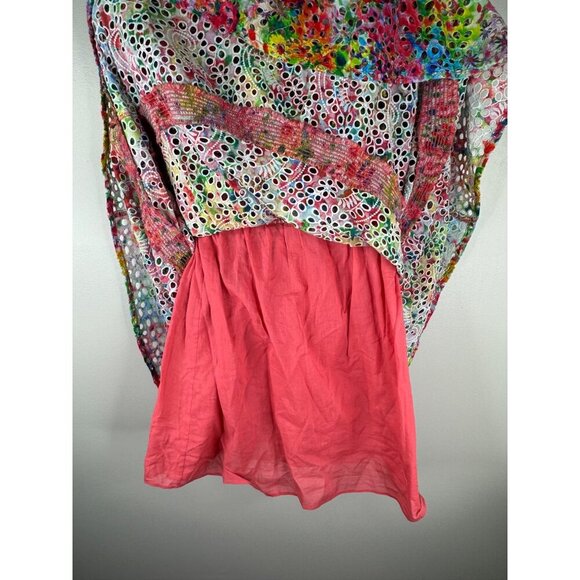 Alice & Olivia Cold-Shoulder Eyelet Midi Dress Size 0 Colorful Garden Floral - Picture 12 of 12